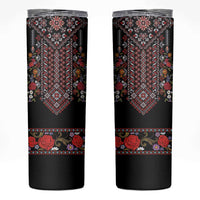 Traditional Romanian Costume - Costum Popular Skinny Tumbler Traditional Romanian Motif and Folk Floral Embroidery Style - Wonder Print Shop