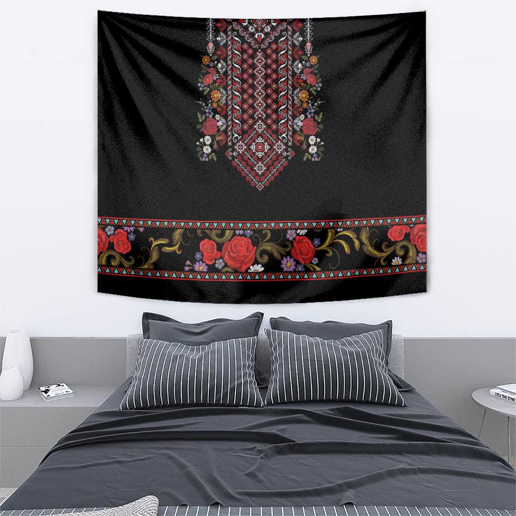 Traditional Romanian Costume - Costum Popular Tapestry Traditional Romanian Motif and Folk Floral Embroidery Style - Wonder Print Shop