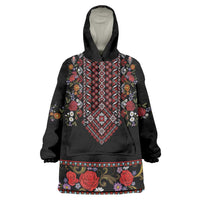 Traditional Romanian Costume - Costum Popular Wearable Blanket Hoodie Traditional Romanian Motif and Folk Floral Embroidery Style - Wonder Print Shop
