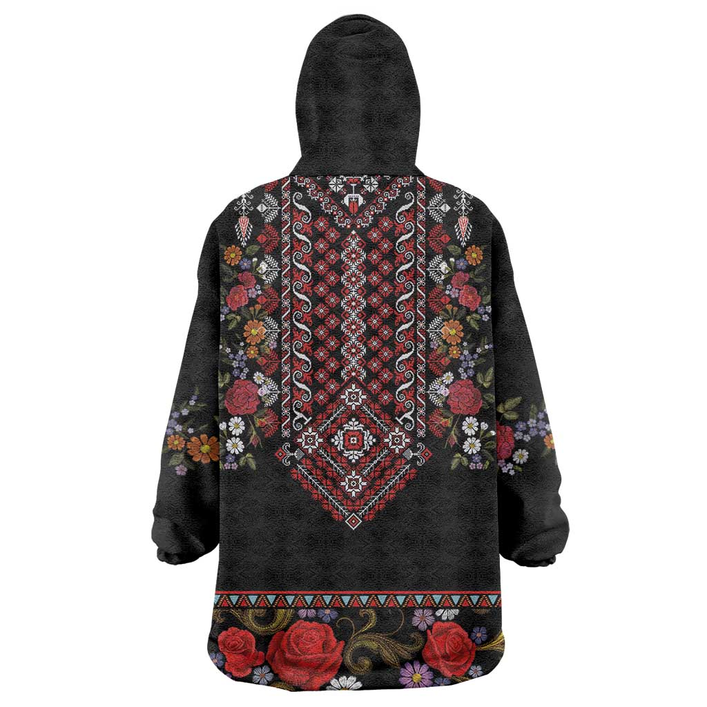 Traditional Romanian Costume - Costum Popular Wearable Blanket Hoodie Traditional Romanian Motif and Folk Floral Embroidery Style - Wonder Print Shop