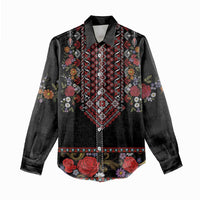 Traditional Romanian Costume - Costum Popular Women Casual Shirt Traditional Romanian Motif and Folk Floral Embroidery Style - Wonder Print Shop