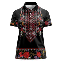 Traditional Romanian Costume - Costum Popular Women Polo Shirt Traditional Romanian Motif and Folk Floral Embroidery Style - Wonder Print Shop