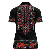 Traditional Romanian Costume - Costum Popular Women Polo Shirt Traditional Romanian Motif and Folk Floral Embroidery Style - Wonder Print Shop