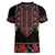 Traditional Romanian Costume - Costum Popular Women V-Neck T-Shirt Traditional Romanian Motif and Folk Floral Embroidery Style - Wonder Print Shop