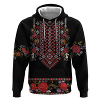 Traditional Romanian Costume - Costum Popular Zip Hoodie Traditional Romanian Motif and Folk Floral Embroidery Style - Wonder Print Shop