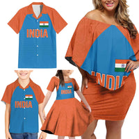Custom India Cricket Mix Paisley Pattern Family Matching Off Shoulder Short Dress and Hawaiian Shirt - Wonder Print Shop