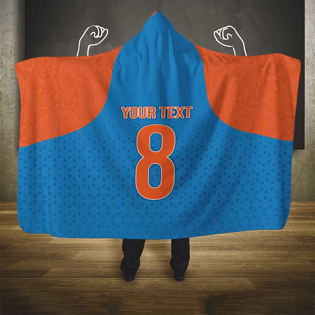 Custom India Cricket Mix Paisley Pattern Hooded Blanket