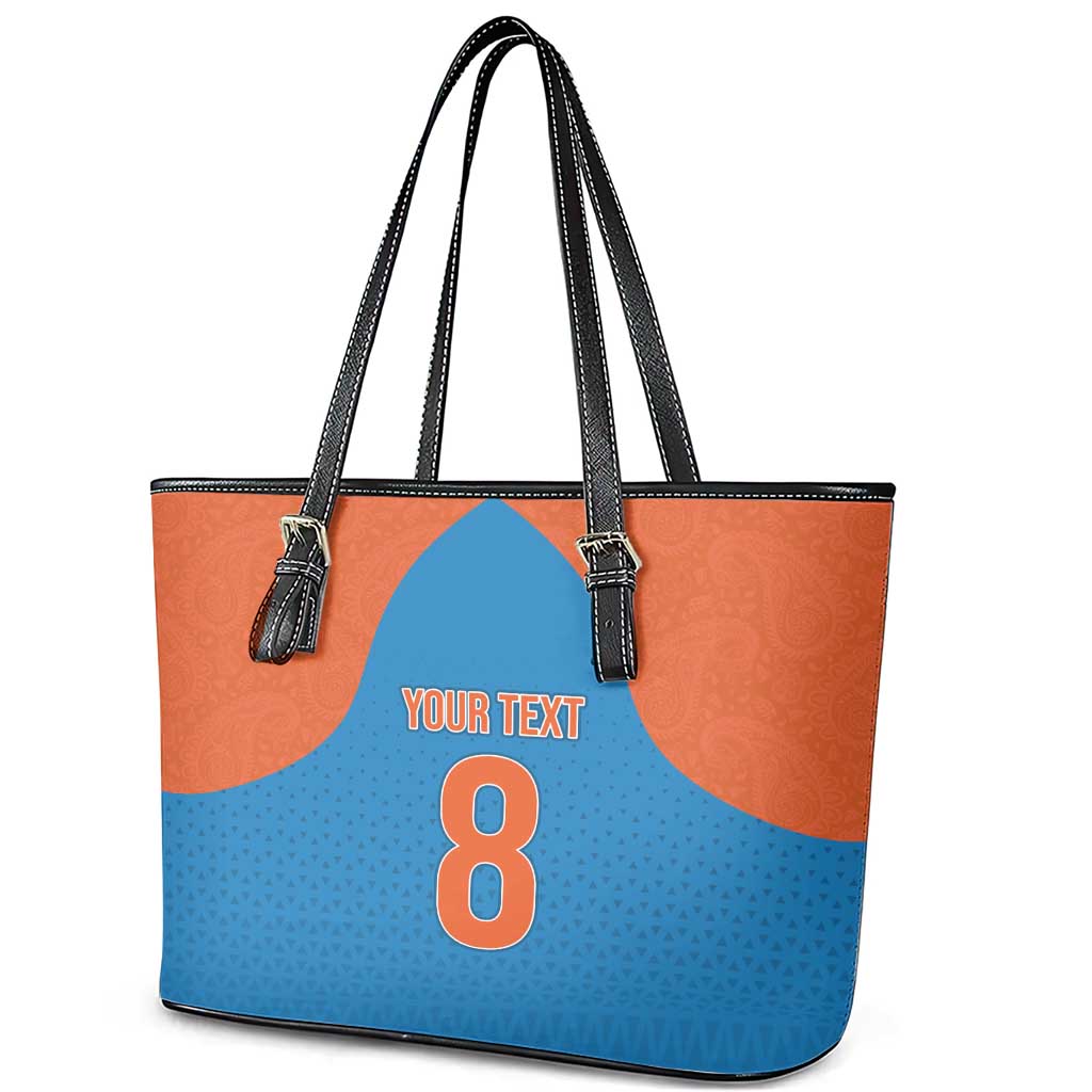 Custom India Cricket Mix Paisley Pattern Leather Tote Bag - Wonder Print Shop