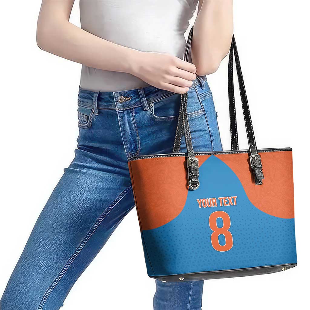 Custom India Cricket Mix Paisley Pattern Leather Tote Bag - Wonder Print Shop