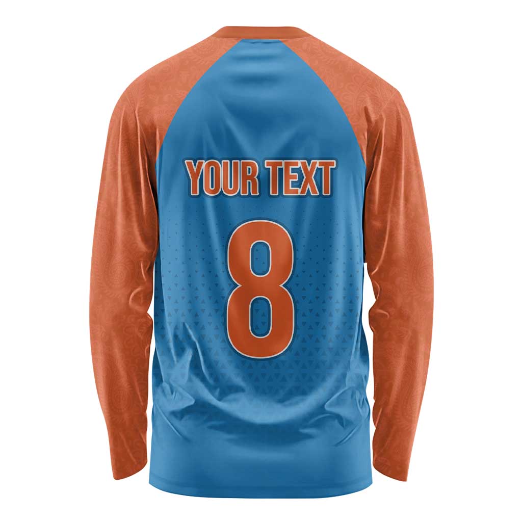 Custom India Cricket Mix Paisley Pattern Long Sleeve Shirt - Wonder Print Shop