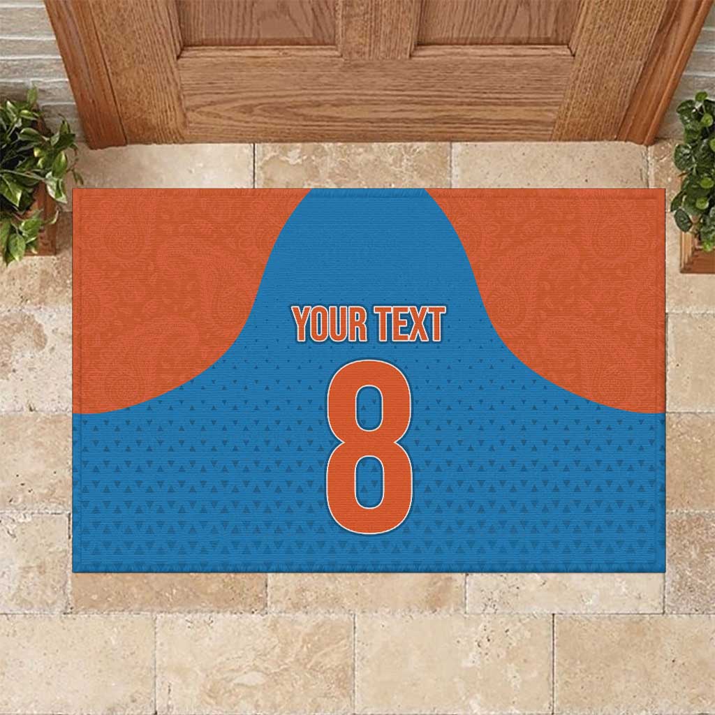 Custom India Cricket Mix Paisley Pattern Rubber Doormat - Wonder Print Shop