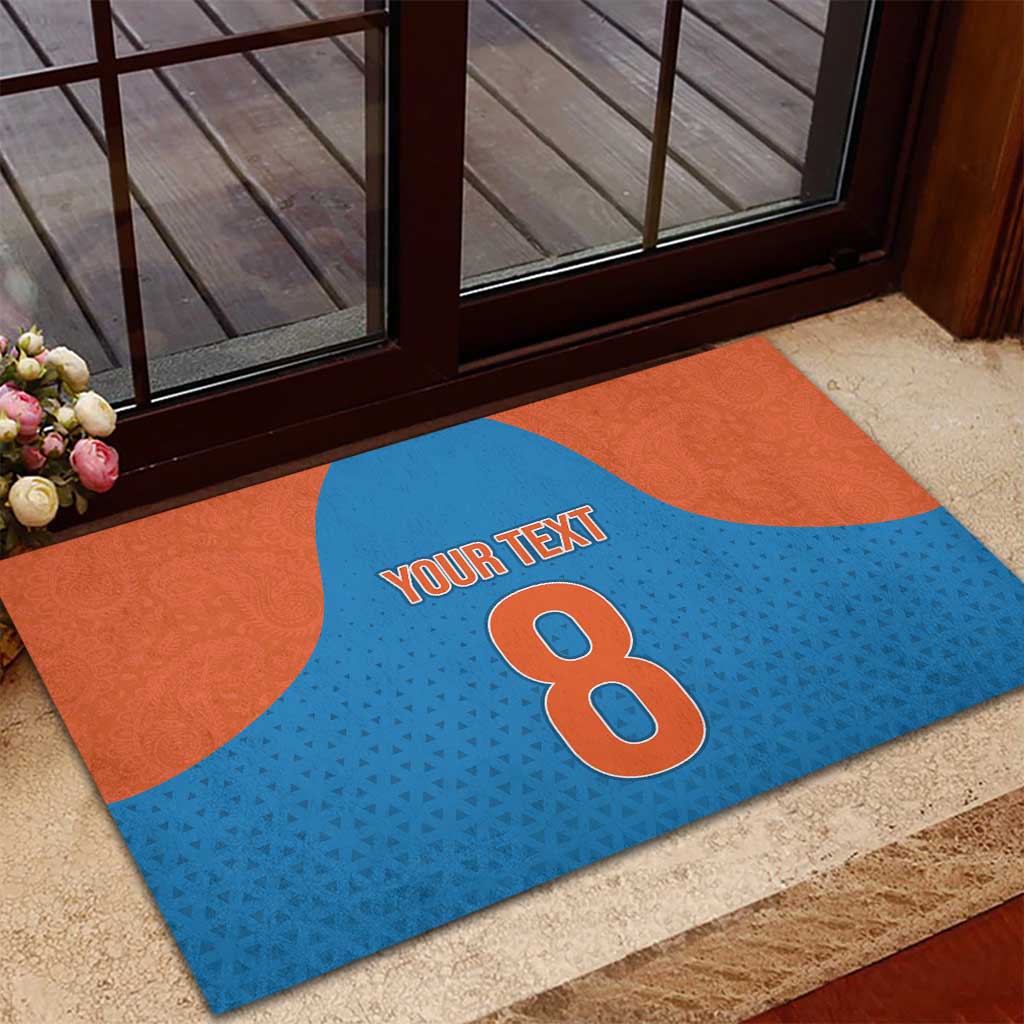 Custom India Cricket Mix Paisley Pattern Rubber Doormat - Wonder Print Shop