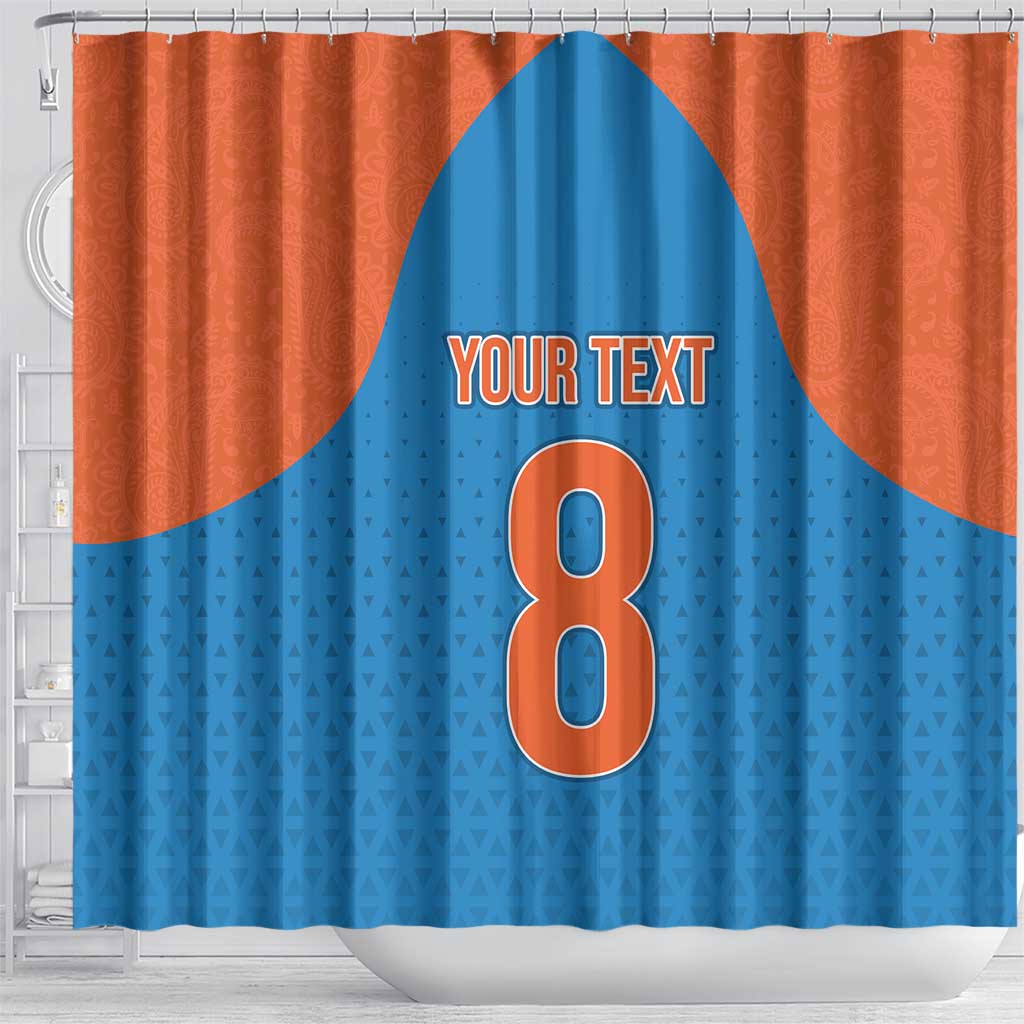 Custom India Cricket Mix Paisley Pattern Shower Curtain