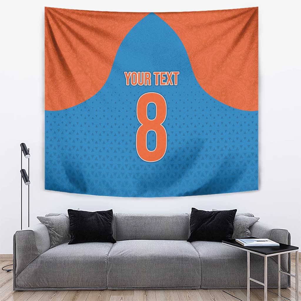 Custom India Cricket Mix Paisley Pattern Tapestry - Wonder Print Shop