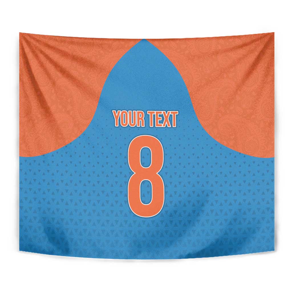 Custom India Cricket Mix Paisley Pattern Tapestry - Wonder Print Shop