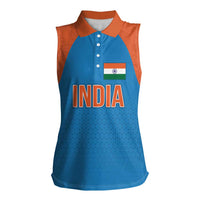Custom India Cricket Mix Paisley Pattern Women Sleeveless Polo Shirt - Wonder Print Shop