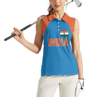 Custom India Cricket Mix Paisley Pattern Women Sleeveless Polo Shirt - Wonder Print Shop