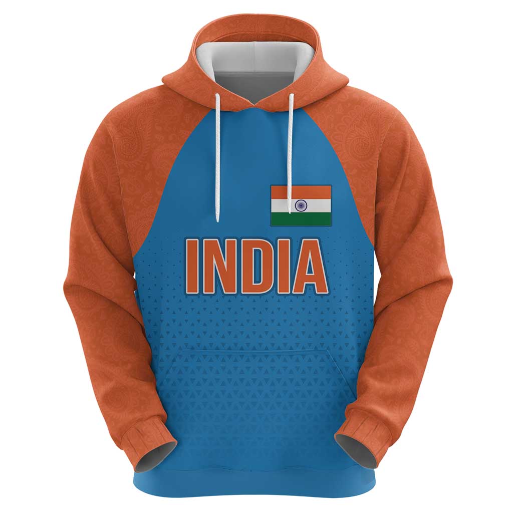 Custom India Cricket Mix Paisley Pattern Zip Hoodie - Wonder Print Shop