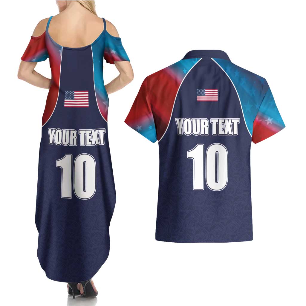 Custom USA Cricket Couples Matching Summer Maxi Dress and Hawaiian Shirt With Flag Style - Wonder Print Shop