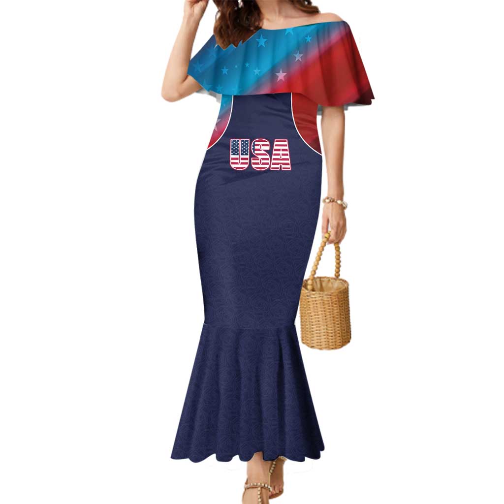 Custom USA Cricket Family Matching Mermaid Dress and Hawaiian Shirt With Flag Style - Wonder Print Shop