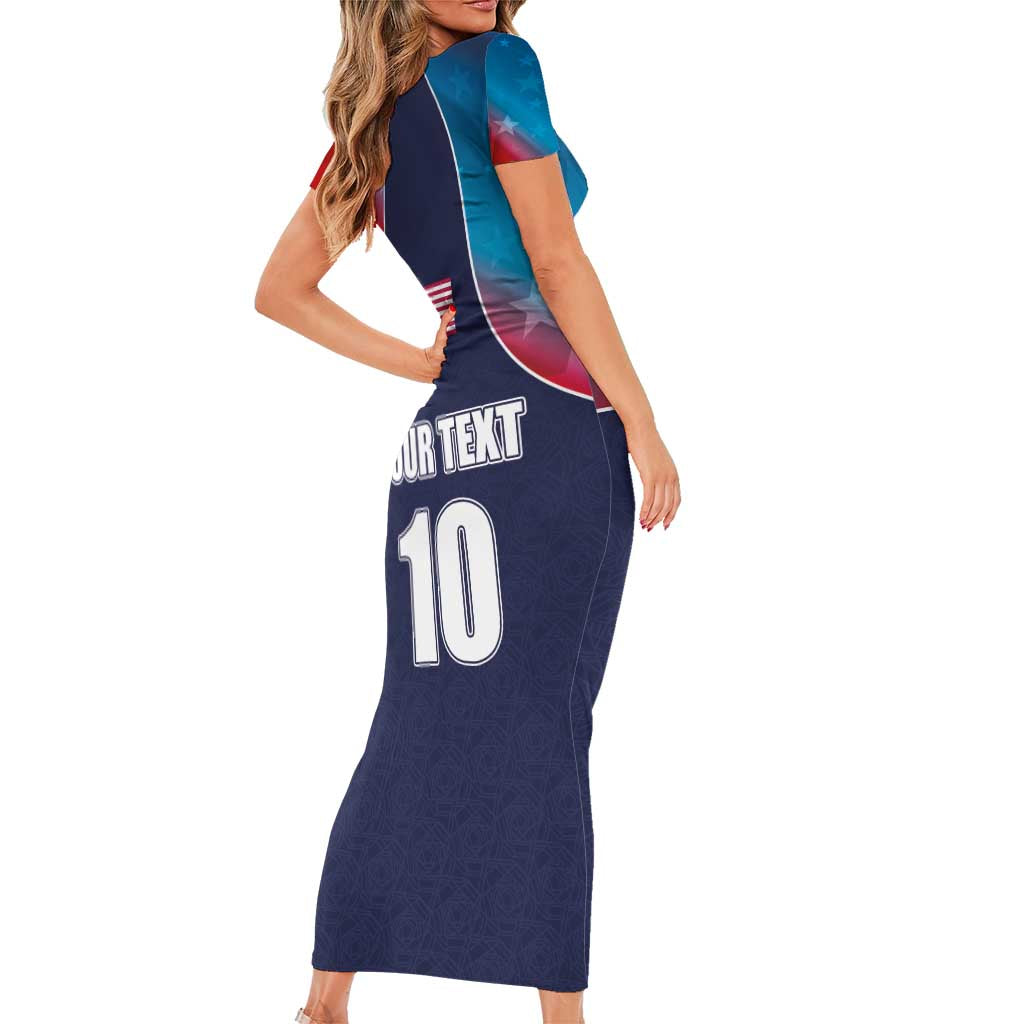 Custom USA Cricket Family Matching Short Sleeve Bodycon Dress and Hawaiian Shirt With Flag Style - Wonder Print Shop