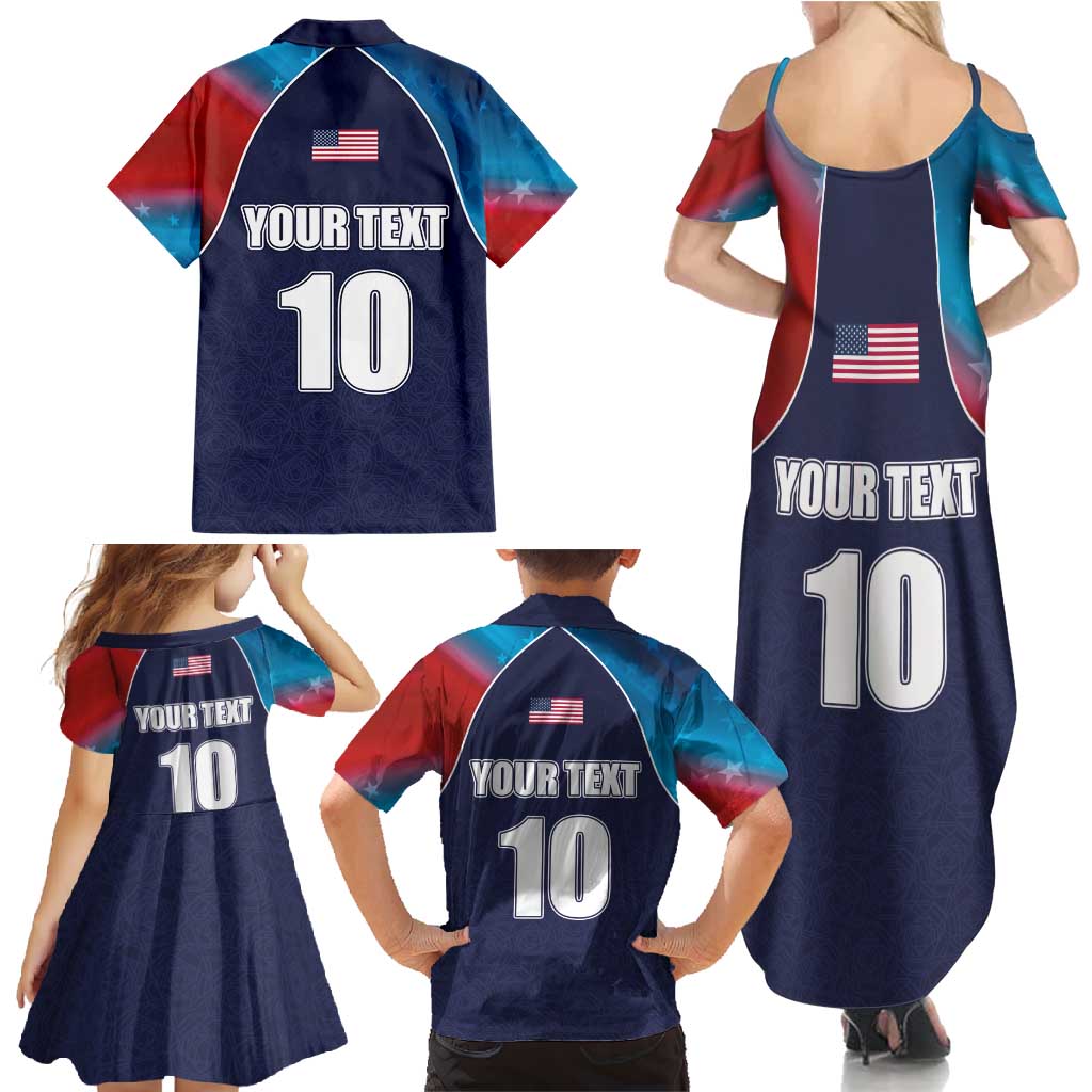 Custom USA Cricket Family Matching Summer Maxi Dress and Hawaiian Shirt With Flag Style - Wonder Print Shop