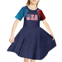 Custom USA Cricket Kid Short Sleeve Dress With Flag Style - Wonder Print Shop