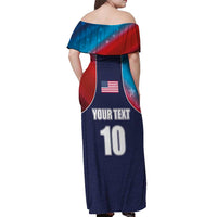 Custom USA Cricket Off Shoulder Maxi Dress With Flag Style - Wonder Print Shop