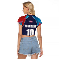 Custom USA Cricket Raglan Cropped T Shirt With Flag Style - Wonder Print Shop