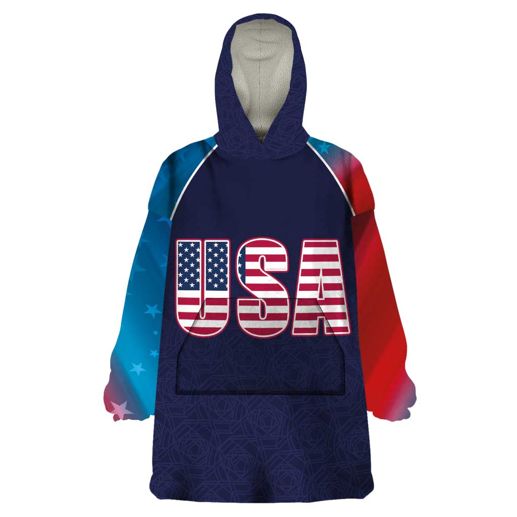 Custom USA Cricket Wearable Blanket Hoodie With Flag Style - Wonder Print Shop