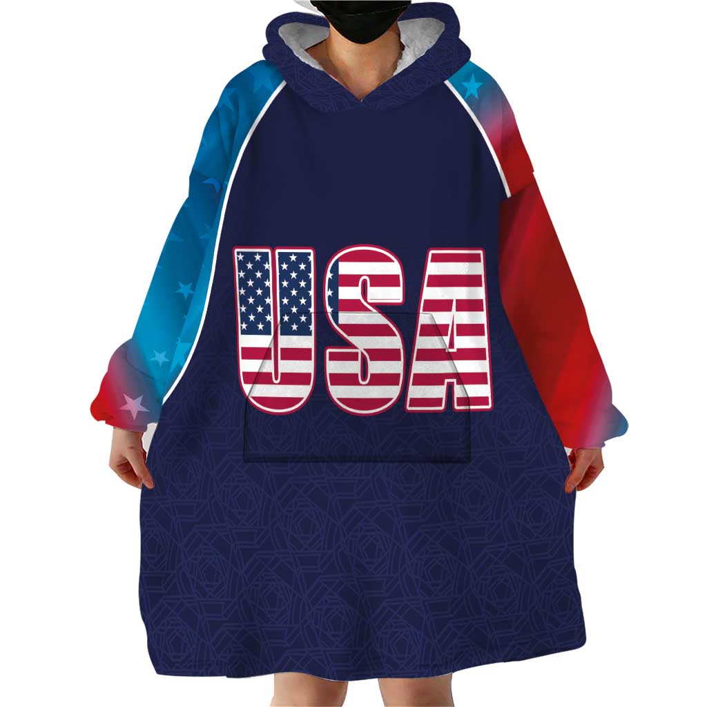 Custom USA Cricket Wearable Blanket Hoodie With Flag Style - Wonder Print Shop