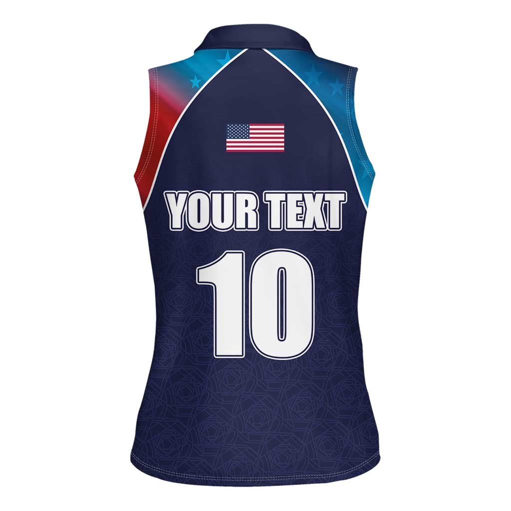 Custom USA Cricket Women Sleeveless Polo Shirt With Flag Style - Wonder Print Shop