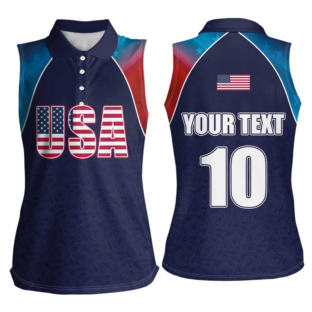 Custom USA Cricket Women Sleeveless Polo Shirt With Flag Style - Wonder Print Shop