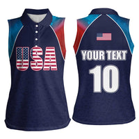 Custom USA Cricket Women Sleeveless Polo Shirt With Flag Style - Wonder Print Shop
