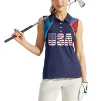 Custom USA Cricket Women Sleeveless Polo Shirt With Flag Style - Wonder Print Shop