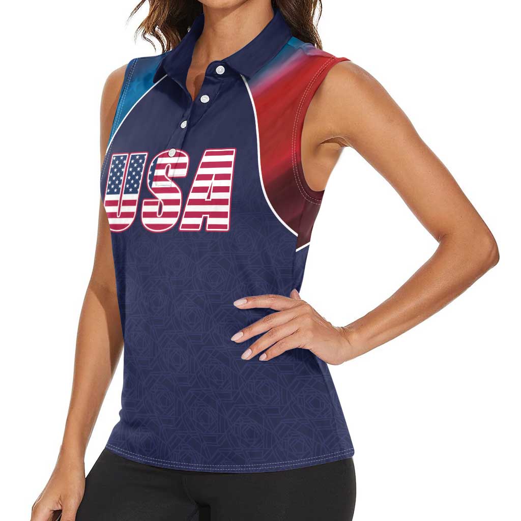 Custom USA Cricket Women Sleeveless Polo Shirt With Flag Style - Wonder Print Shop