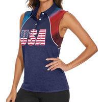 Custom USA Cricket Women Sleeveless Polo Shirt With Flag Style - Wonder Print Shop