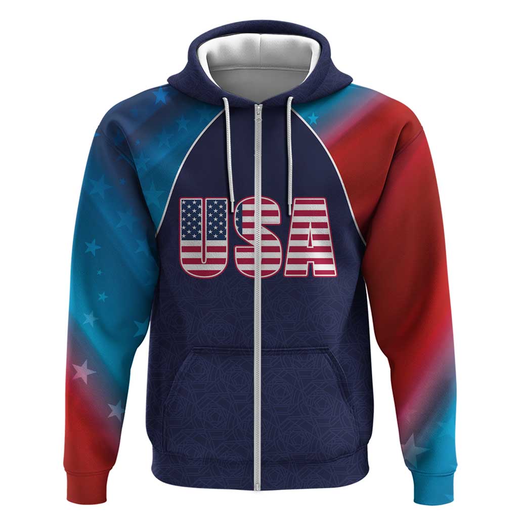 Custom USA Cricket Zip Hoodie With Flag Style - Wonder Print Shop