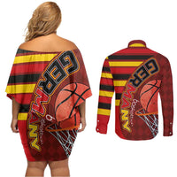 Basketball Fan Jersey Germany Couples Matching Off Shoulder Short Dress and Long Sleeve Button Shirt Die Mannschaft 2025 - Wonder Print Shop