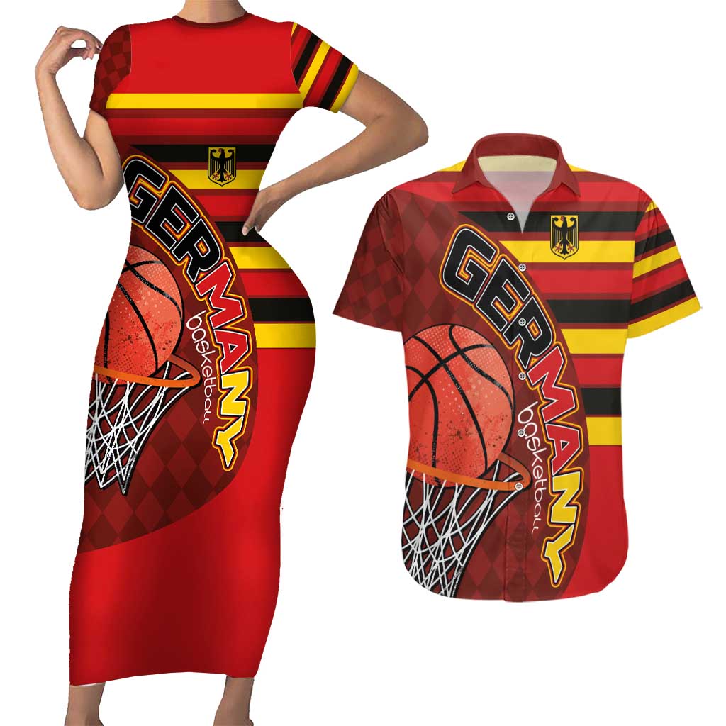 Basketball Fan Jersey Germany Couples Matching Short Sleeve Bodycon Dress and Hawaiian Shirt Die Mannschaft 2025 - Wonder Print Shop