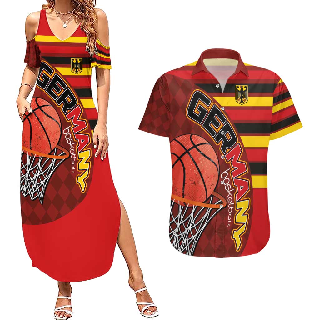 Basketball Fan Jersey Germany Couples Matching Summer Maxi Dress and Hawaiian Shirt Die Mannschaft 2025 - Wonder Print Shop