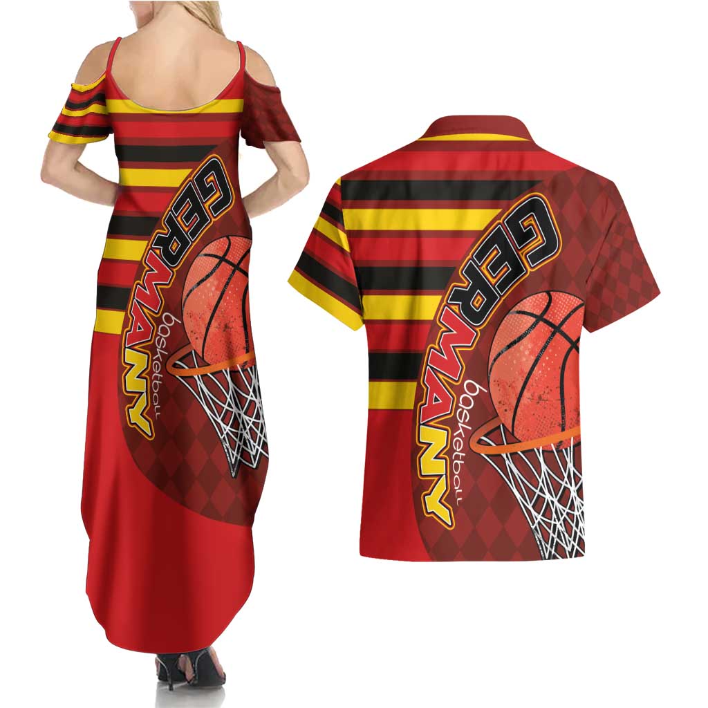 Basketball Fan Jersey Germany Couples Matching Summer Maxi Dress and Hawaiian Shirt Die Mannschaft 2025 - Wonder Print Shop