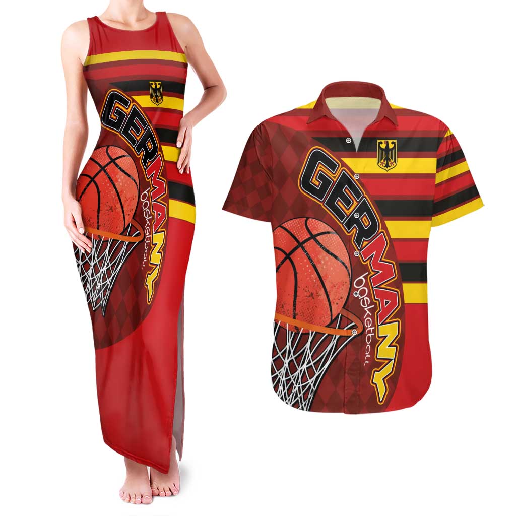 Basketball Fan Jersey Germany Couples Matching Tank Maxi Dress and Hawaiian Shirt Die Mannschaft 2025 - Wonder Print Shop