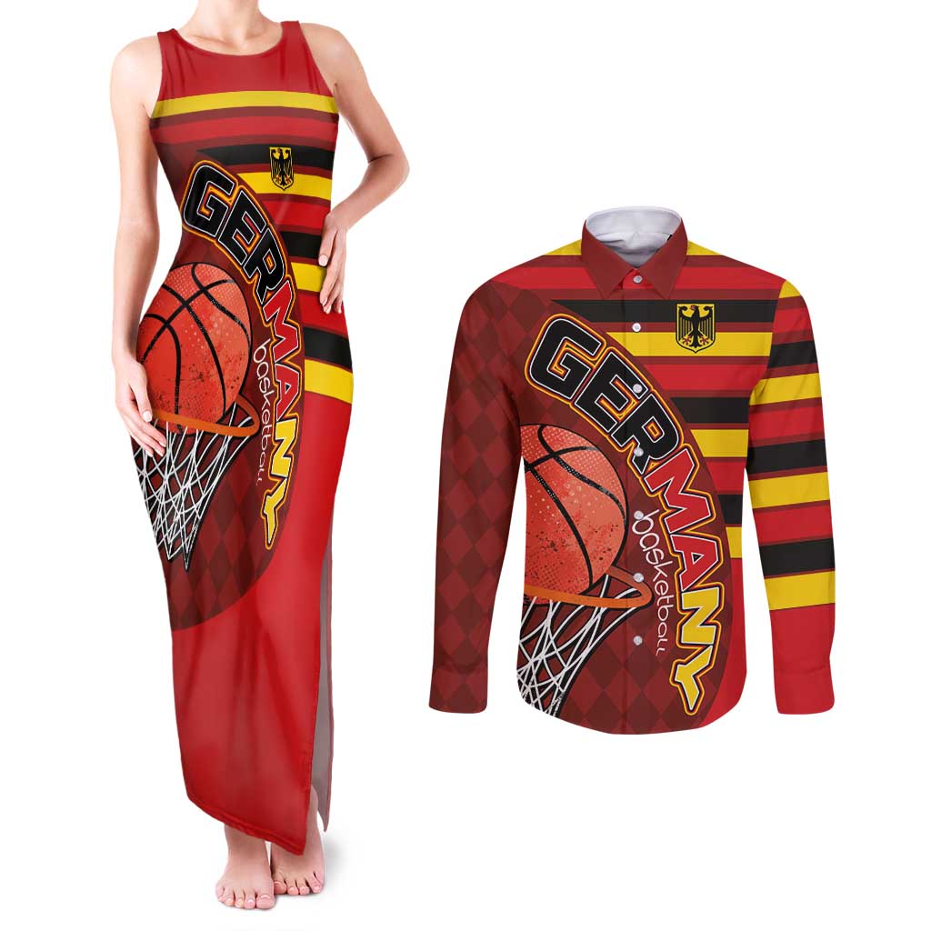 Basketball Fan Jersey Germany Couples Matching Tank Maxi Dress and Long Sleeve Button Shirt Die Mannschaft 2025 - Wonder Print Shop