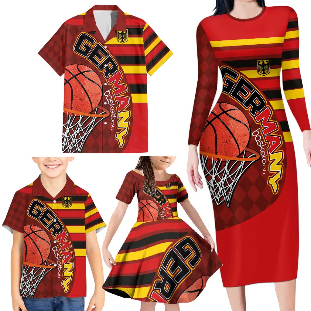 Basketball Fan Jersey Germany Family Matching Long Sleeve Bodycon Dress and Hawaiian Shirt Die Mannschaft 2025 - Wonder Print Shop