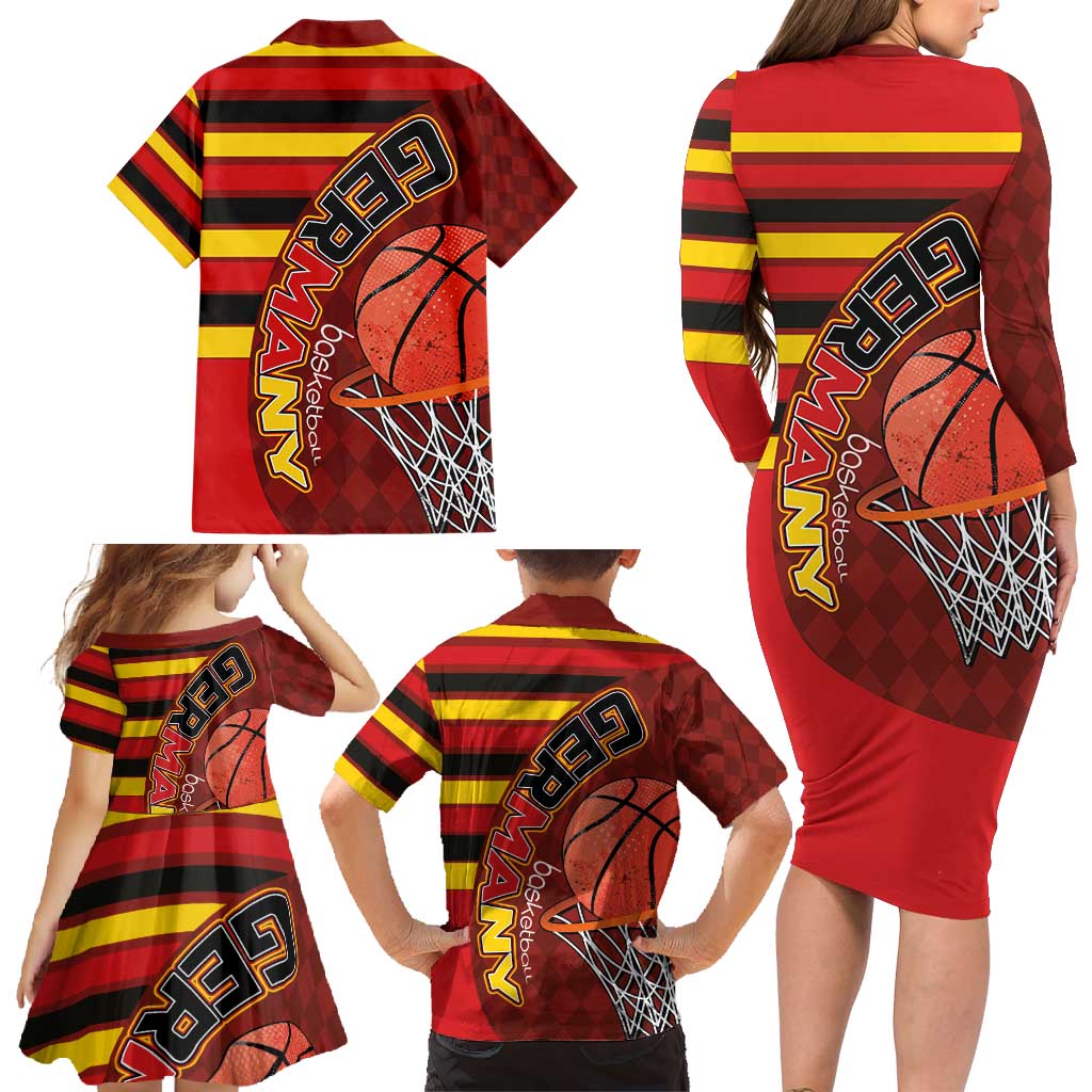 Basketball Fan Jersey Germany Family Matching Long Sleeve Bodycon Dress and Hawaiian Shirt Die Mannschaft 2025 - Wonder Print Shop
