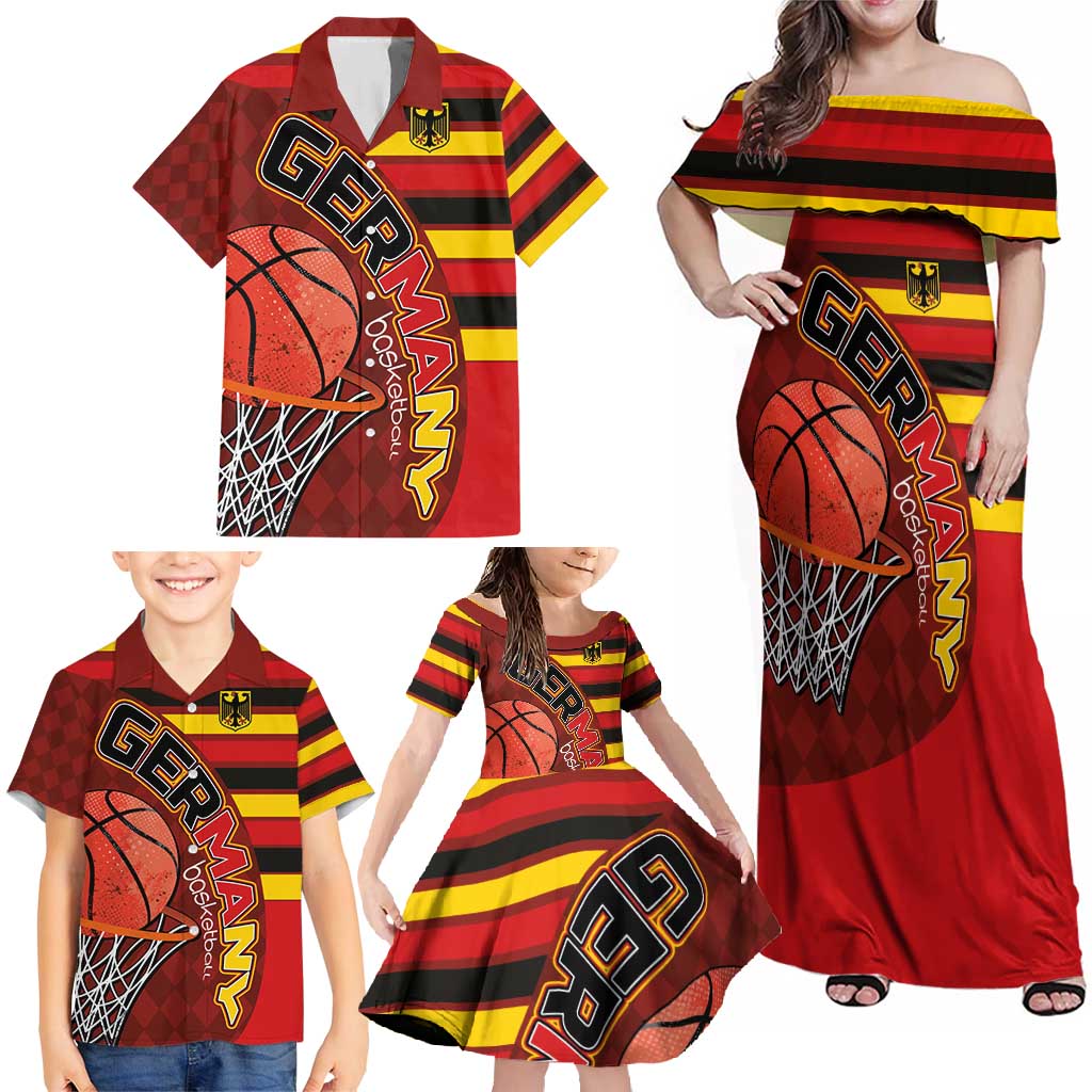 Basketball Fan Jersey Germany Family Matching Off Shoulder Maxi Dress and Hawaiian Shirt Die Mannschaft 2025 - Wonder Print Shop