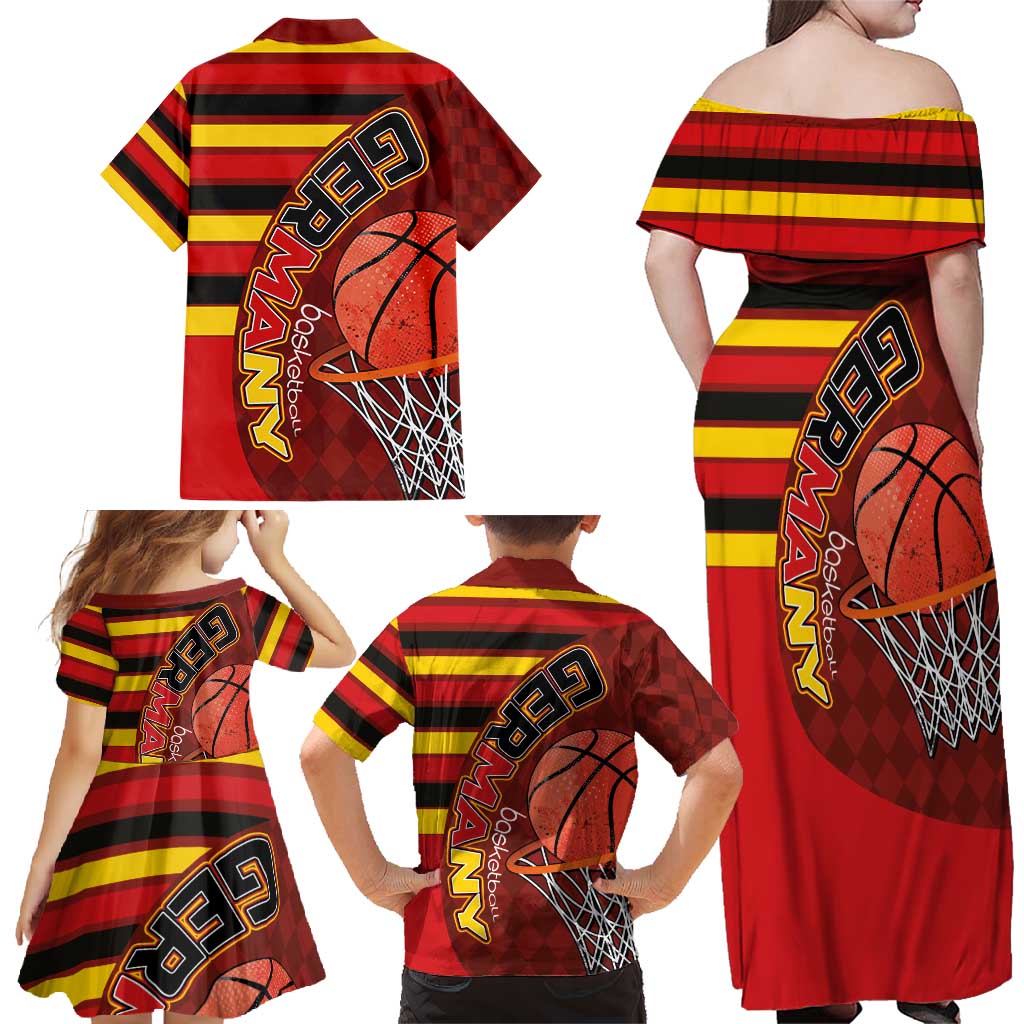 Basketball Fan Jersey Germany Family Matching Off Shoulder Maxi Dress and Hawaiian Shirt Die Mannschaft 2025 - Wonder Print Shop