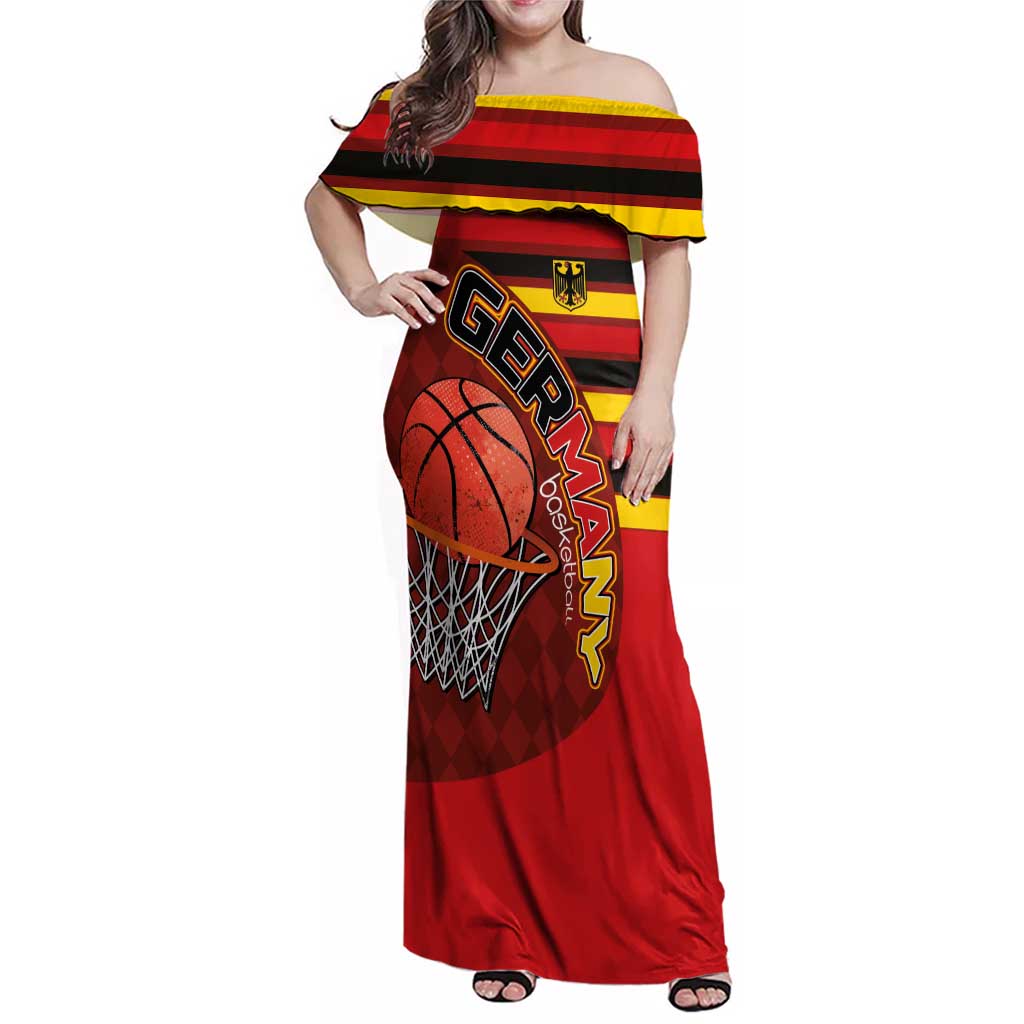 Basketball Fan Jersey Germany Family Matching Off Shoulder Maxi Dress and Hawaiian Shirt Die Mannschaft 2025 - Wonder Print Shop