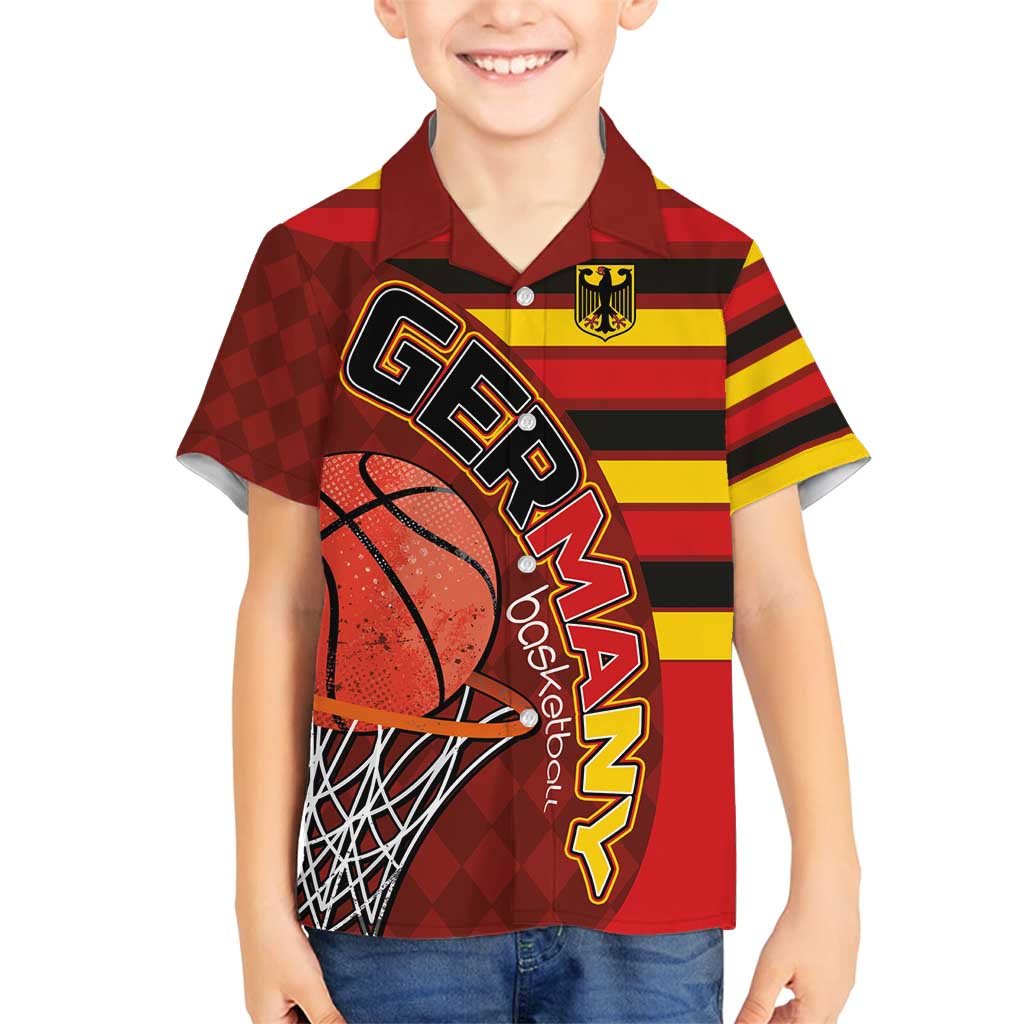 Basketball Fan Jersey Germany Family Matching Off Shoulder Maxi Dress and Hawaiian Shirt Die Mannschaft 2025 - Wonder Print Shop